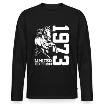 53E ANNIVERSAIRE CHEVAL ÉDITION LIMITÉE 1973 ÉQUITATION - T-shirt manches longues Premium bio Homme - noir - Devant - Nico (187cm)