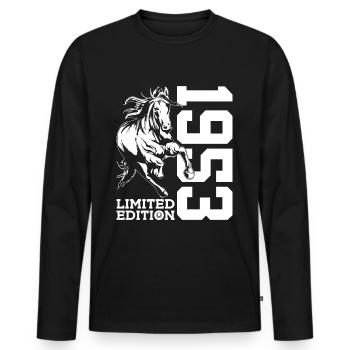 73E ANNIVERSAIRE ÉDITION LIMITÉE DE CHEVAL 1953 - T-shirt manches longues Premium bio Homme - noir - Devant - Nico (187cm)
