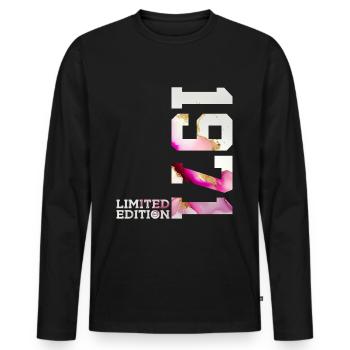 54TH BIRTHDAY 54 YEARS LIMITED EDITION 1971 - Men's Premium Organic Long Sleeve Shirt - black - Front - Nico (187cm)