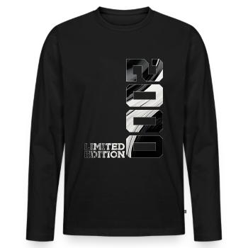 LIMITED EDITION 2000 26TH BIRTHDAY - Men's Premium Organic Long Sleeve Shirt - black - Front - Nico (187cm)