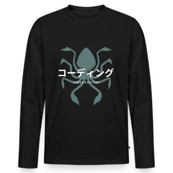 LUZILLION CODER COUTURE, CODE AND BUGS - Männer Premium Bio Langarmshirt - Schwarz - Vorne - Nico (187cm)