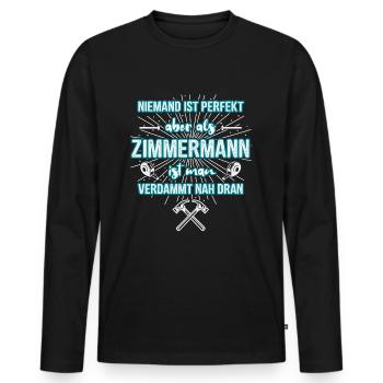 Zimmermann perfekt Zollstock - Männer Premium Bio Langarmshirt - Schwarz - Vorne - Nico (187cm)