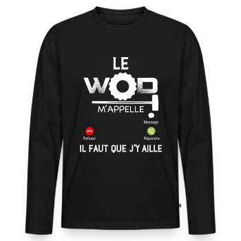 Le WOD M'appelle Coaching Musculation Fitness - T-shirt manches longues Premium bio Homme - noir - Devant - Nico (187cm)
