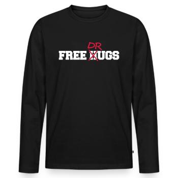 Free Hugs Drugs lustiger Party Drogen Fun Spruch - Männer Premium Bio Langarmshirt - Schwarz - Vorne - Nico (187cm)