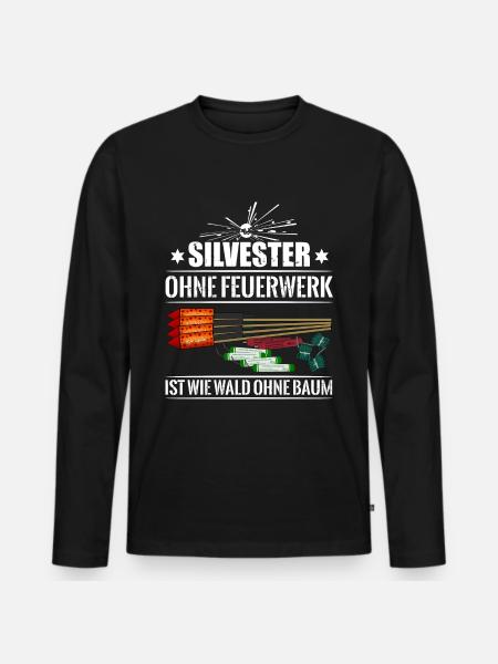 Silvester Feuerwerk Pyro Wald - Männer Premium Bio Langarmshirt - Schwarz