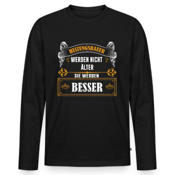 Lustiger Heizungsbauer Klempner - Männer Premium Bio Langarmshirt - Schwarz - Vorne - Nico (187cm)