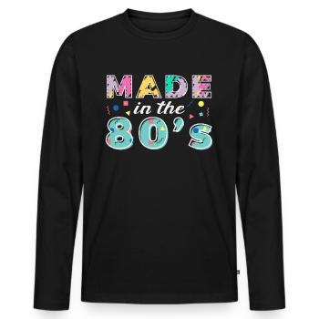 Made In The 80s Retro Carnival 80s Theme Party - Men's Premium Organic Long Sleeve Shirt - black - Front - Nico (187cm)