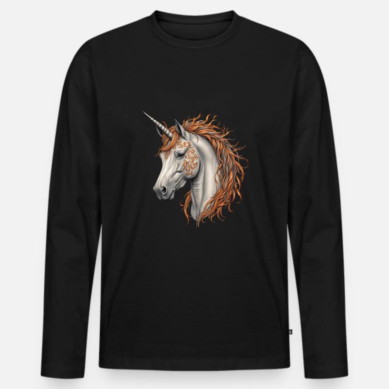 Halloween-Pferd - Männer Premium Bio Langarmshirt - Schwarz
