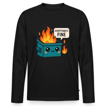 Mème d’incendie de benne à ordures - T-shirt manches longues Premium bio Homme - noir - Devant - Nico (187cm)