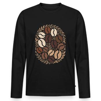 Café en grains L’élégance pour les amoureux - T-shirt manches longues Premium bio Homme - noir - Devant - Nico (187cm)