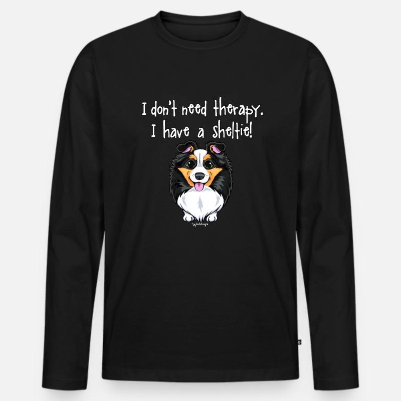 Sheltie Hundetherapie - Männer Premium Bio Langarmshirt - Schwarz