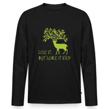 Deer Wilderness - Men's Premium Organic Long Sleeve Shirt - black - Front - Nico (187cm)