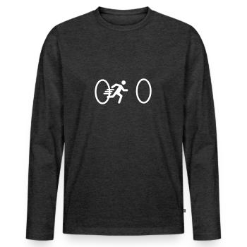 Portal Zeitreisen - Männer Premium Bio Langarmshirt - Anthrazit meliert - Vorne - Nico (187cm)