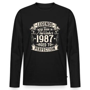 Novembre Né en 1987 Legends Anniversaire - T-shirt manches longues Premium bio Homme - noir - Devant - Nico (187cm)