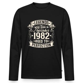 Novembre né en 1982 Legends Birthday - T-shirt manches longues Premium bio Homme - noir - Devant - Nico (187cm)