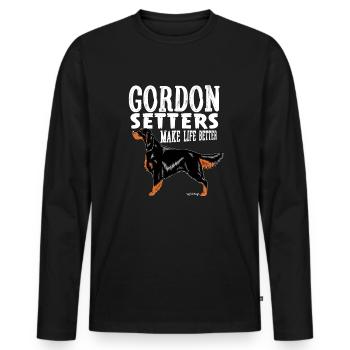Gordon Setter Mieux W2 - T-shirt manches longues Premium bio Homme - noir - Devant - Nico (187cm)