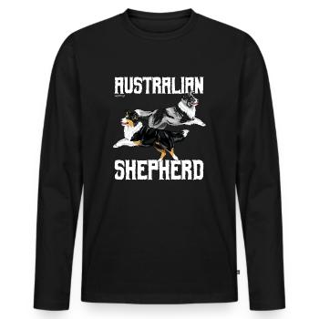 Aussie Double - T-shirt manches longues Premium bio Homme - noir - Devant - Nico (187cm)