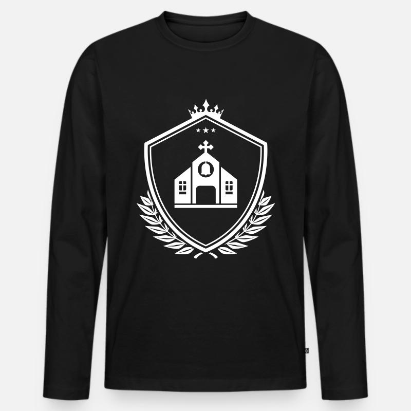 Kirche Wappen - Männer Premium Bio Langarmshirt - Schwarz