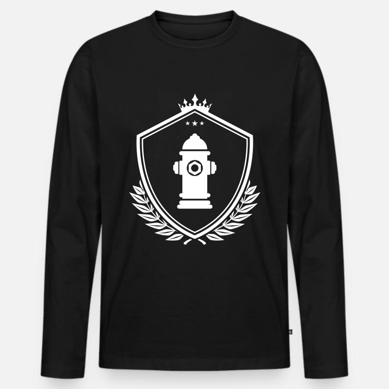 Hydrant Schild - Männer Premium Bio Langarmshirt - Schwarz