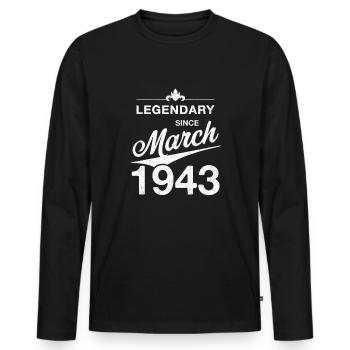 80. Geburtstag Legendär März 1943 Jahrgang 43 - Männer Premium Bio Langarmshirt - Schwarz - Vorne - Nico (187cm)