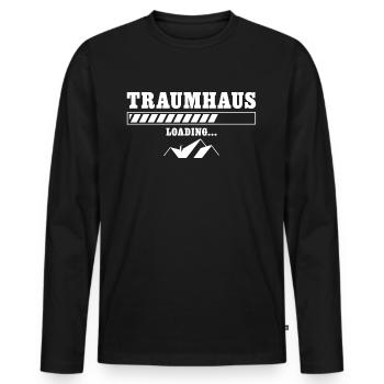Hausbau Traumhaus loading Bauherr - Männer Premium Bio Langarmshirt - Schwarz - Vorne - Nico (187cm)