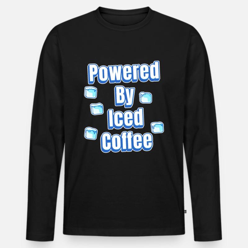 Angetrieben von Eiskaffee - Männer Premium Bio Langarmshirt - Schwarz