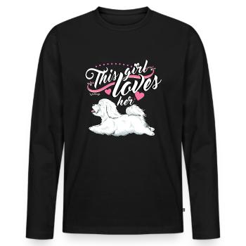 Coton De Tuléar Fille - T-shirt manches longues Premium bio Homme - noir - Devant - Nico (187cm)