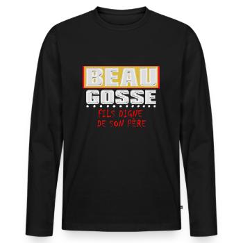 Beau gosse - T-shirt manches longues Premium bio Homme - noir - Devant - Nico (187cm)