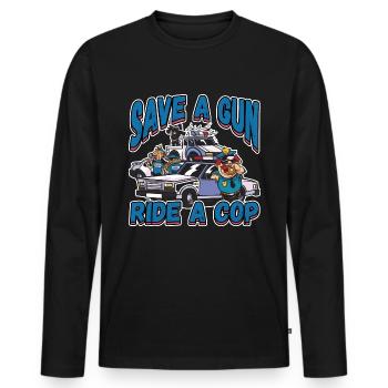 Law Enforcment Design for a Police Officer - Men's Premium Organic Long Sleeve Shirt - black - Front - Nico (187cm)