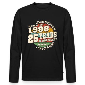 25 years - birthday 1998 - Men's Premium Organic Long Sleeve Shirt - black - Front - Nico (187cm)