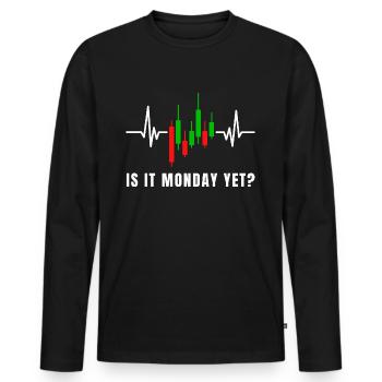 Is it Money Yet funny Trading Quotes Trader - Men's Premium Organic Long Sleeve Shirt - black - Front - Nico (187cm)