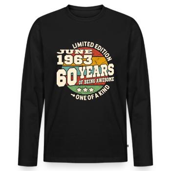 60 years old - Awesome since june 1963 - Men's Premium Organic Long Sleeve Shirt - black - Front - Nico (187cm)