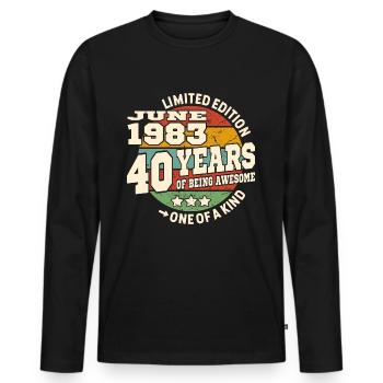 40 years old - Awesome since june 1983 - Men's Premium Organic Long Sleeve Shirt - black - Front - Nico (187cm)