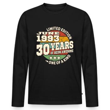 30 years old - Awesome since june 1993 - Men's Premium Organic Long Sleeve Shirt - black - Front - Nico (187cm)