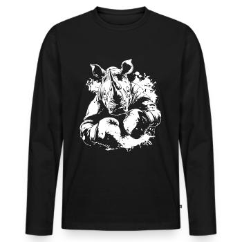 Rhino Boxer Boxe MMA Arts Martiaux - T-shirt manches longues Premium bio Homme - noir - Devant - Nico (187cm)