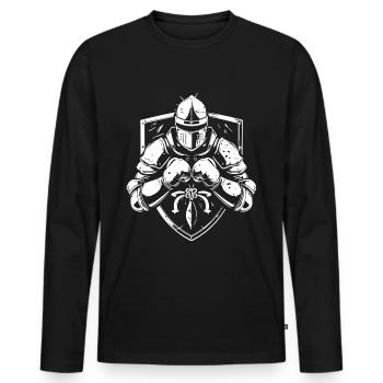 Chevalier boxeur combattant - T-shirt manches longues Premium bio Homme - noir - Devant - Nico (187cm)