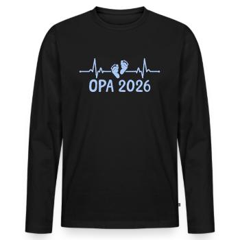 Opa 2026 Schwangerschaftsankündigung - Männer Premium Bio Langarmshirt - Schwarz - Vorne - Nico (187cm)