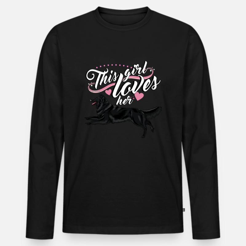 Belgisches Schäferhund Groenendael Mädchen - Männer Premium Bio Langarmshirt - Schwarz