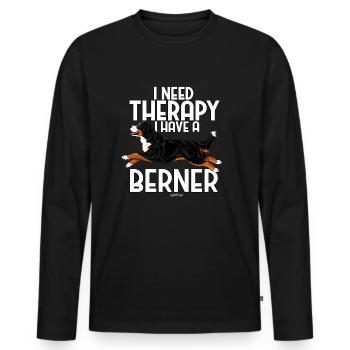 Bernese Berner Therapy 2 - Men's Premium Organic Long Sleeve Shirt - black - Front - Nico (187cm)