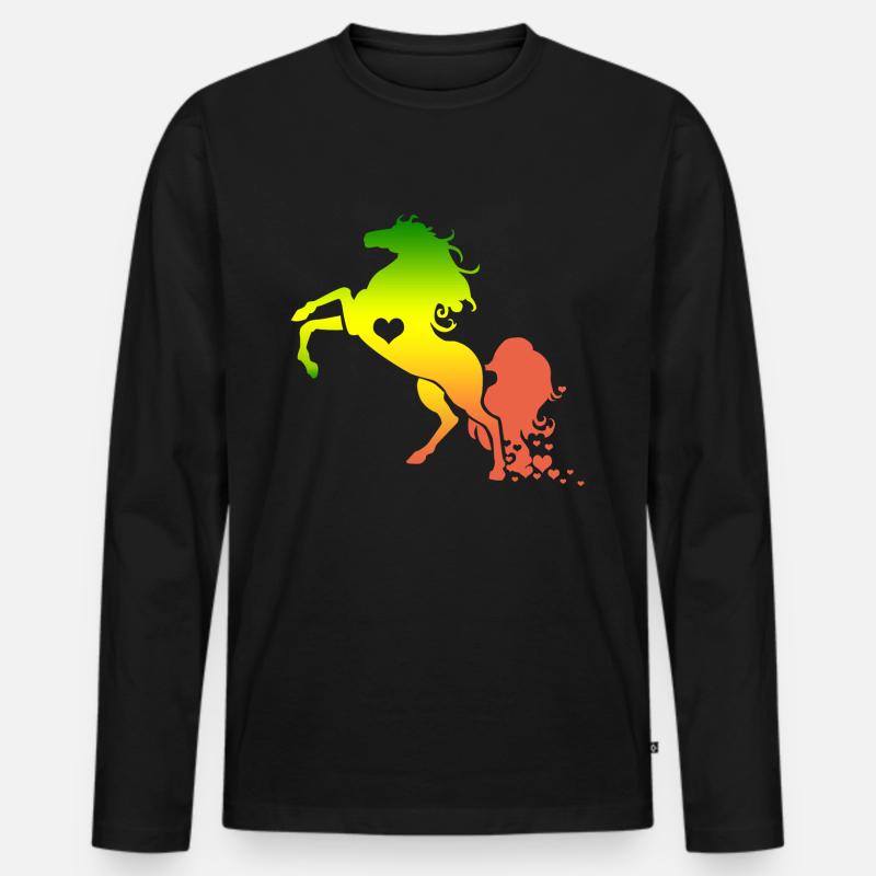 Pferd Pferd - Männer Premium Bio Langarmshirt - Schwarz