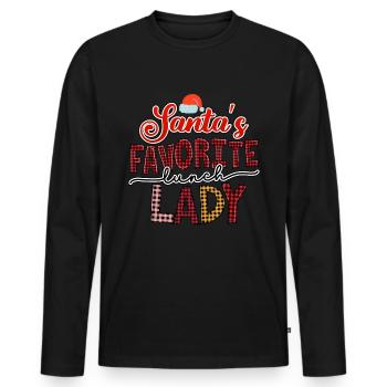 Santa's Favorite Lunch Lady - Men's Premium Organic Long Sleeve Shirt - black - Front - Nico (187cm)