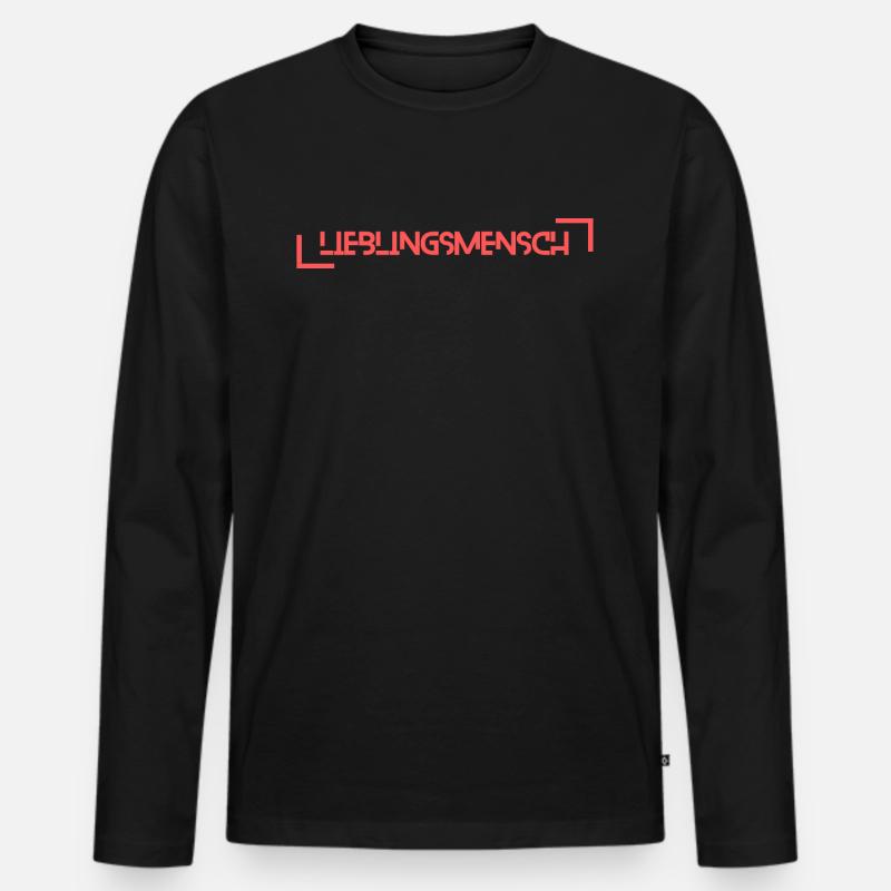 Lieblingsmensch rot - Männer Premium Bio Langarmshirt - Schwarz
