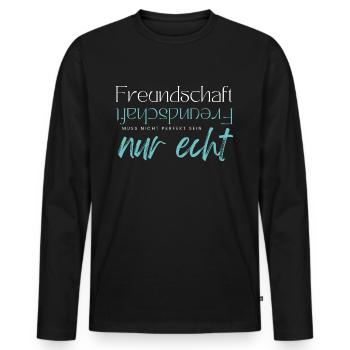 Beste Freunde FREUND Kumpel Kumpels - Männer Premium Bio Langarmshirt - Schwarz - Vorne - Nico (187cm)