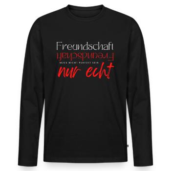 Beste Freunde FREUND Kumpel Kumpels - Männer Premium Bio Langarmshirt - Schwarz - Vorne - Nico (187cm)