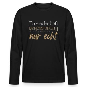 Beste Freunde FREUND Kumpel Kumpels - Männer Premium Bio Langarmshirt - Schwarz - Vorne - Nico (187cm)