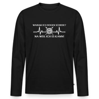 Bogenschießen Weil ich es kann Bogensport - Männer Premium Bio Langarmshirt - Schwarz - Vorne - Nico (187cm)