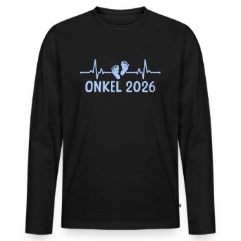 Onkel 2026 Schwangerschaftsankündigung - Männer Premium Bio Langarmshirt - Schwarz - Vorne - Nico (187cm)