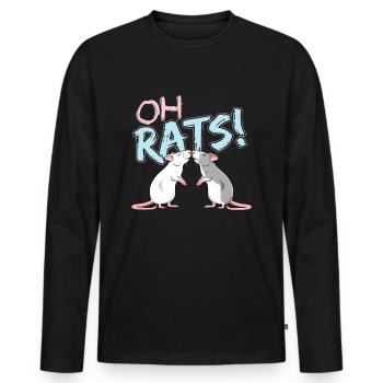 Oh Rats! - Men's Premium Organic Long Sleeve Shirt - black - Front - Nico (187cm)