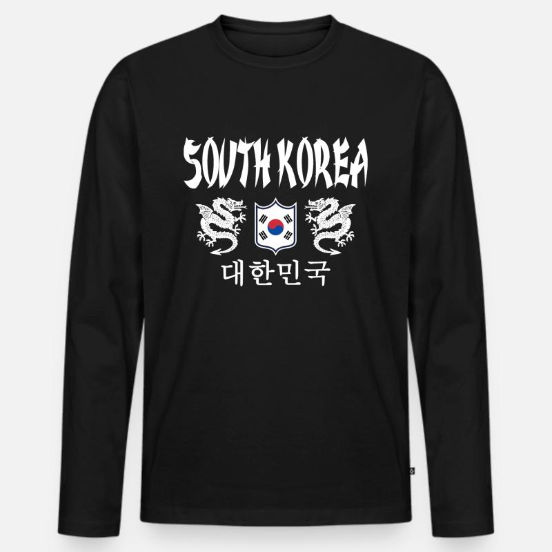 Südkorea - Männer Premium Bio Langarmshirt - Schwarz