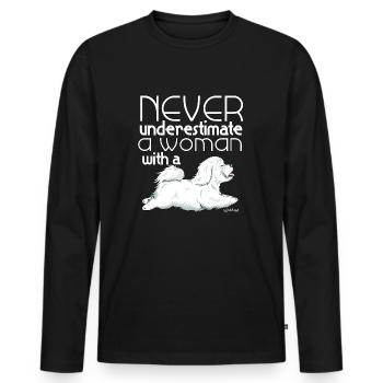 Coton De Tuléar Femme - T-shirt manches longues Premium bio Homme - noir - Devant - Nico (187cm)